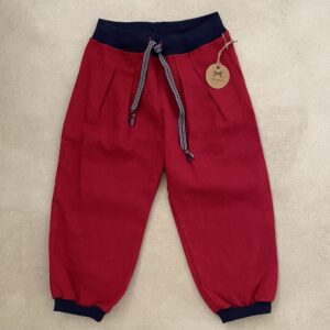 Broekje- rood met blauw-peuterkleding-handgemaakt