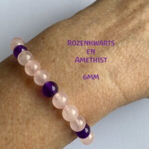 Armbandje-edelsteen-rozenkwarts-amethist- 6mm