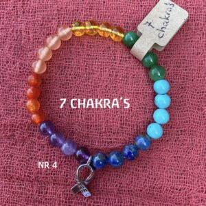 Edelsteen-4-7 Chakras-6mm-hoop bedeltje-armbandje-edelsteenkralen-